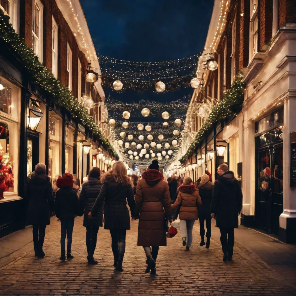People enjoying the Christmas lights in Covent Garden London
