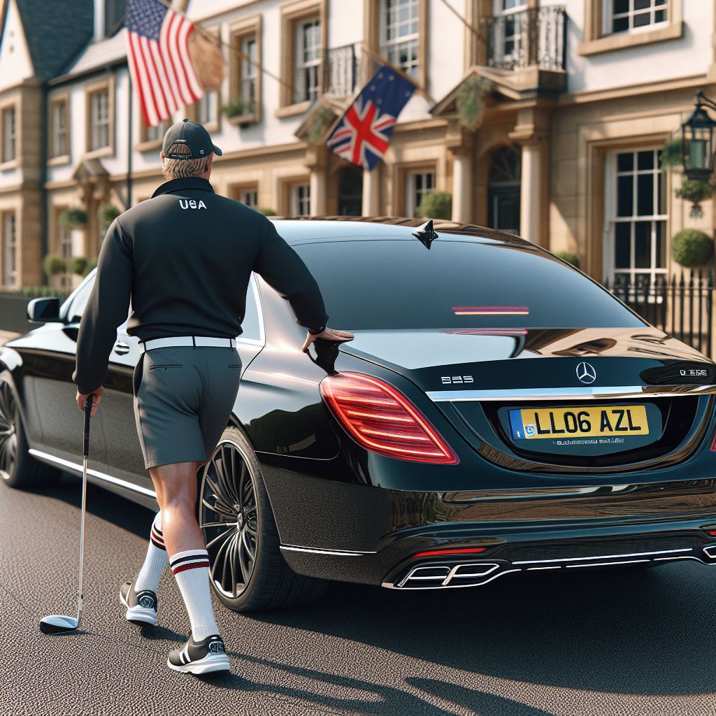 A golfer from the US using chauffeur service from AZ Luxe, London to transport to and from the golf course.