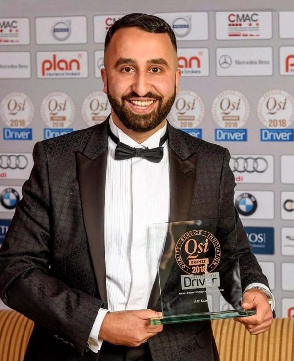 Abbass Zadeh, Managing Director of AZ Luxe Luxury Chauffeur Company, London with QSI Award